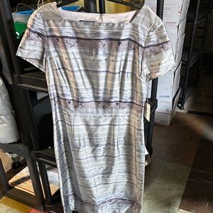 Kay Unger Silk  Gray Patterned Dress 6